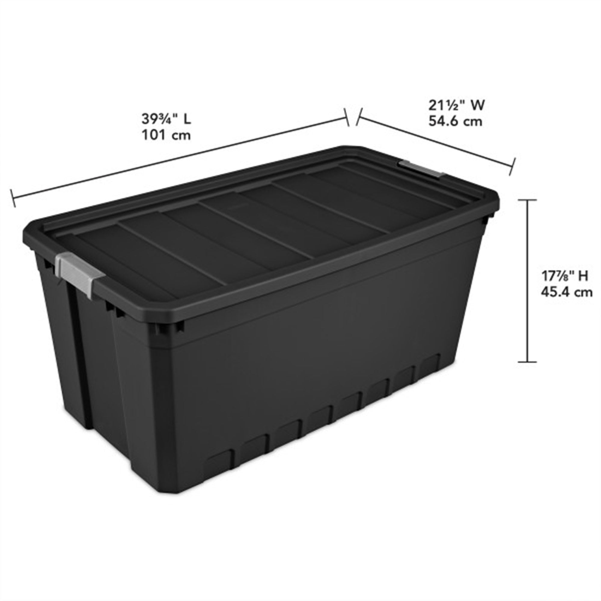 Sterilite 6-Pack 50 Gallon Black Plastic Storage Bins with Lids - Stackable Organizing Containers for Home, Garage & Office Storage Solutions
