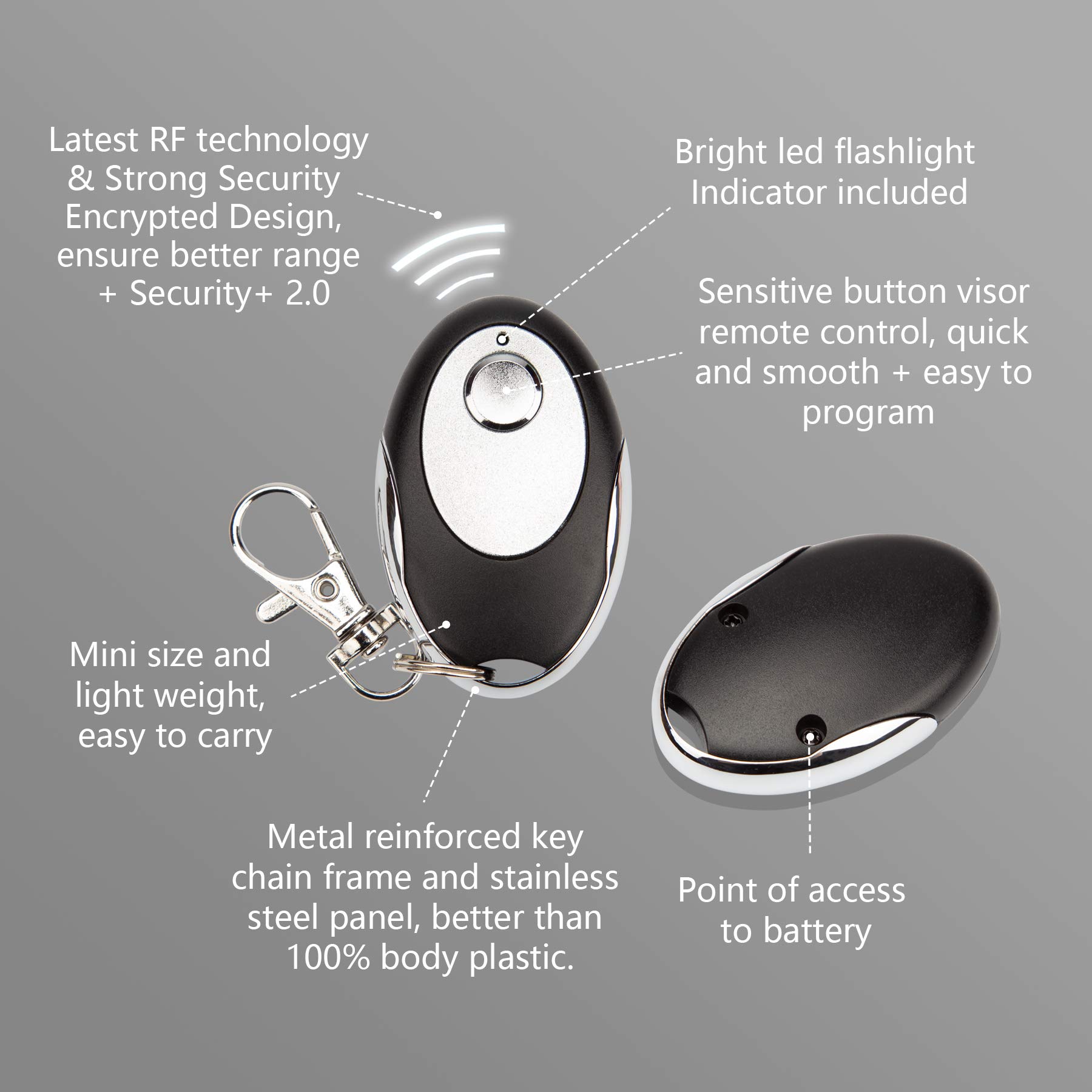 LAWOHO Universal Garage Door Opener Remote Keychain - Yellow Learn Button, Compatible with LiftMaster 891LM 893LM 950ESTD 953ESTD - Easy Home & Car Access Control for Secure Entry