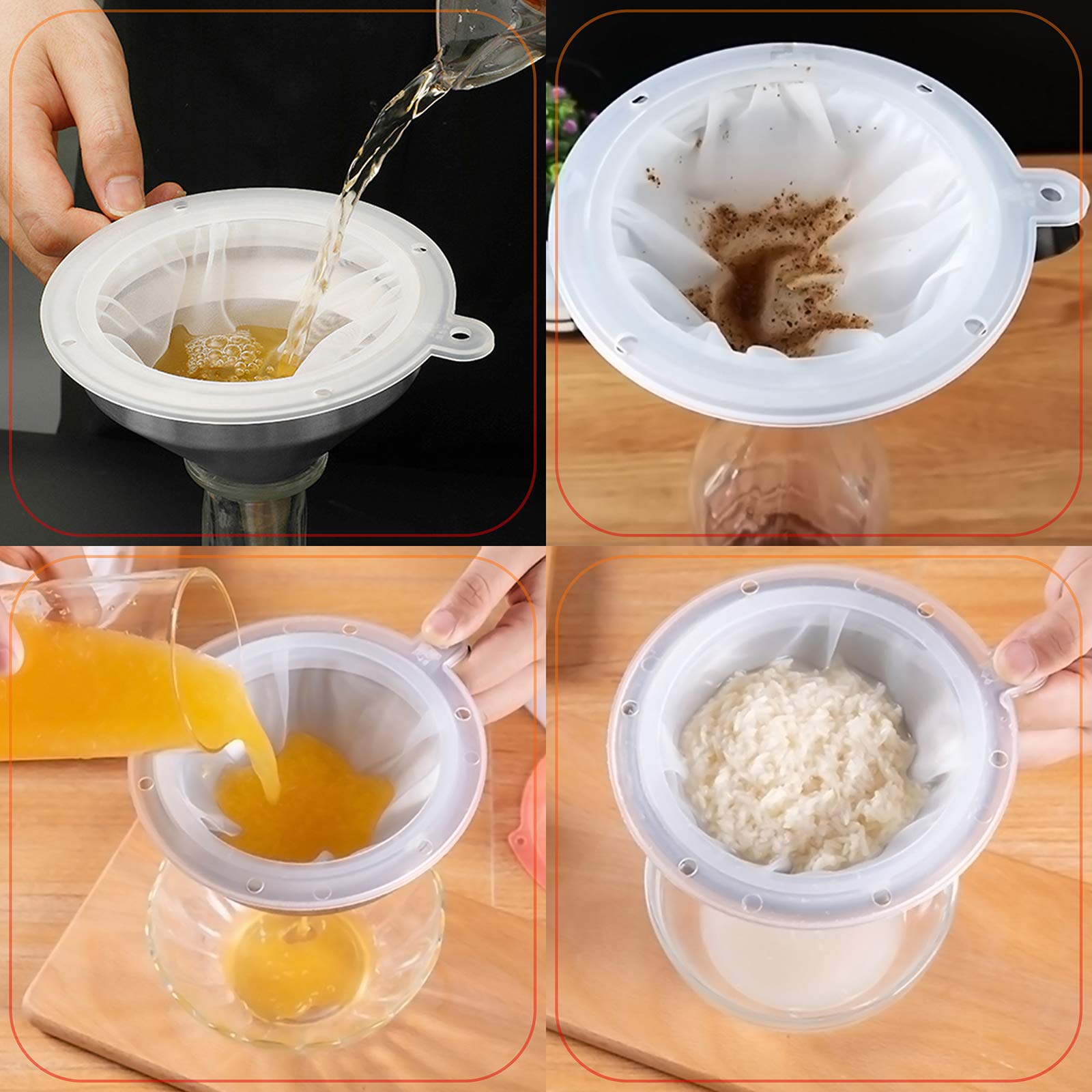 300 Mesh Fine Stainless Steel Food Filter Funnel - Kitchen Strainer for Frying Oil, Juices, Wine, Jam - 13cm Durable Sieve for Cooking, Brewing & Canning