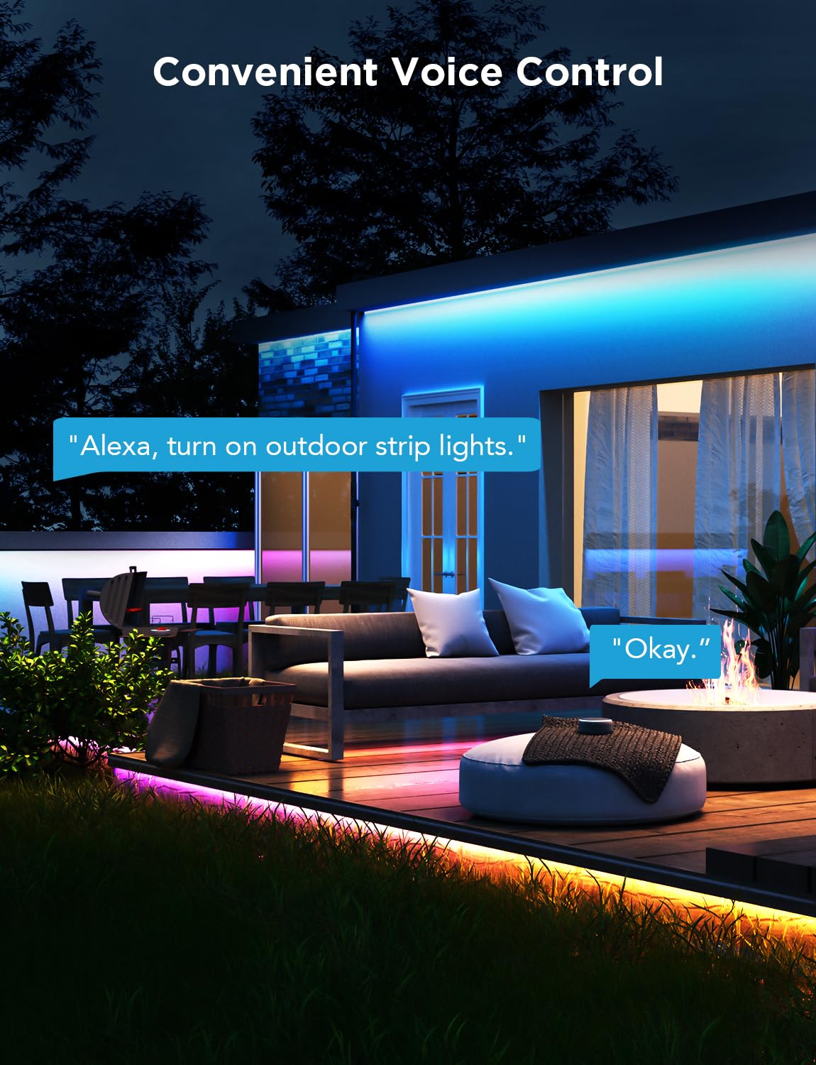Govee 65.6ft Smart Outdoor LED Strip Lights RGBIC with Warm & Cool White - 2.4G WiFi, IP65 Waterproof, Works with Alexa & Google Assistant, App Control - Perfect for Porch, Patio, Eaves, Garden, Backyard, Party & Holiday Decorations