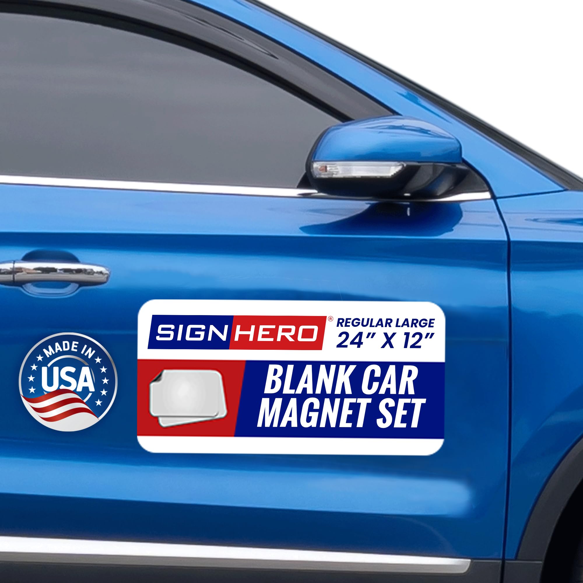 Blank Car Magnets (2 Pack) – USA-Made Round Corner Vehicle Magnets for Business Advertising, Logo Cover & Scratch Protection – Ideal for HOAs, Fleets & Personal Use