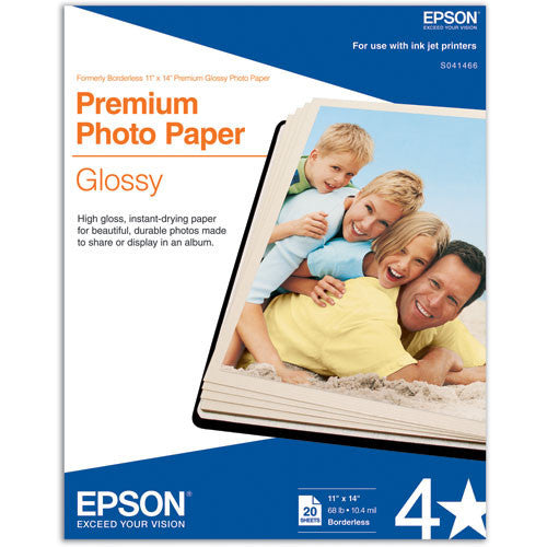 Epson Premium Photo Glossy Paper 11x14 Inches - 20 Sheets Pack for Professional Photography, Art Prints & Scrapbooking - High-Quality Inkjet Paper for Vibrant Colors & Sharp Details