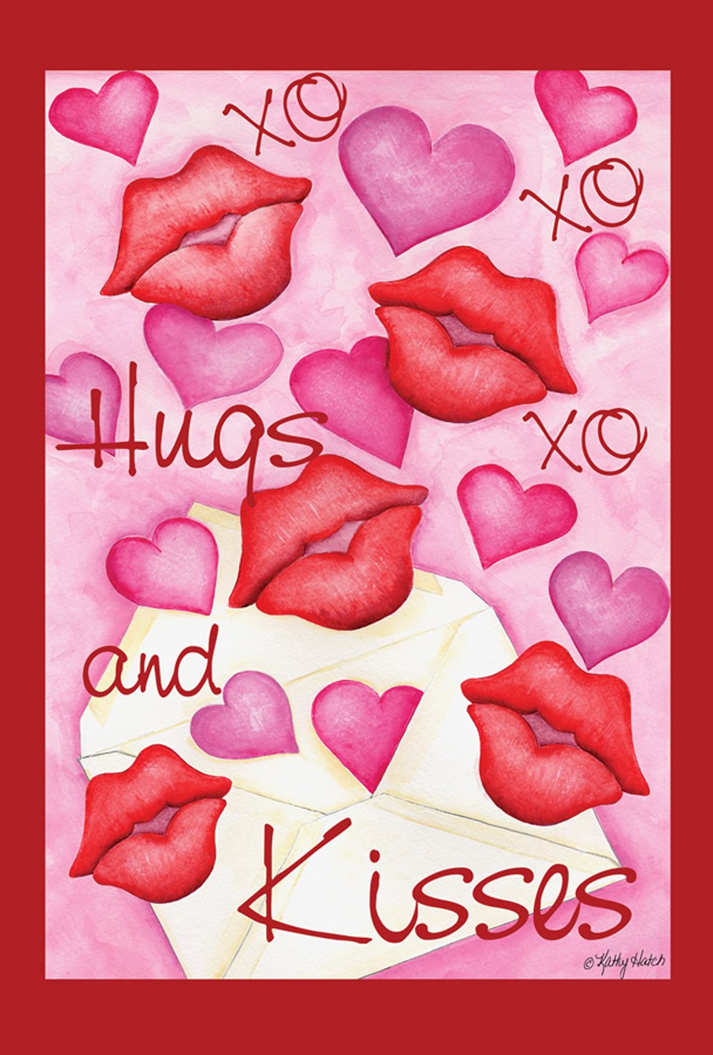 Toland Home Garden 109998 Hugs And Kisses Valentine Flag - 28x40 Inch Double Sided Outdoor Decorative Flag for Valentine's Day, Yard, Garden & House Decor - Perfect for Front Porch, Lawn & Seasonal Holiday Display