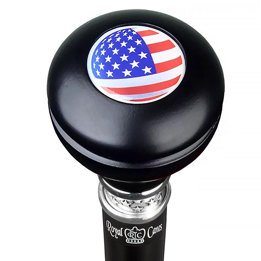 Patriotic USA Flag Door Knob Stick - Large Knob with Pewter Collar for Home & Office Decoration | Perfect for Front Door, Cabinet, and Drawer Handles
