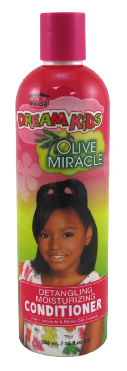 African Pride Olive Miracle Dream Kids Conditioner 12oz (6 Pack) - Hydrating & Detangling for Curly & Natural Hair - Perfect for Daily Use & After Swim Care