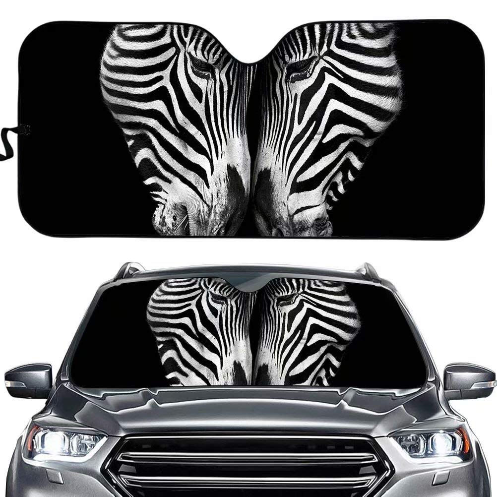 Zebra Print Car Windshield Sun Shade - UV Protection & Heat Blocking Sun Visor for Summer - Cute Animal Design Car Accessories for Sun Protection (Perfect for Parking, Road Trips & Hot Weather Use)