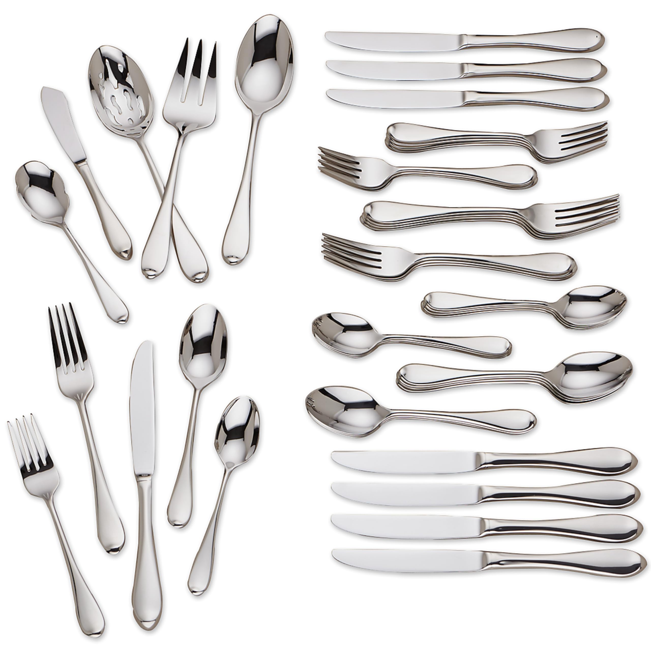 Gorham 846855 Studio 45-Piece Flatware Set - Stainless Steel Silverware for 8 Place Settings - Elegant Dining Utensils for Wedding, Holiday & Everyday Use