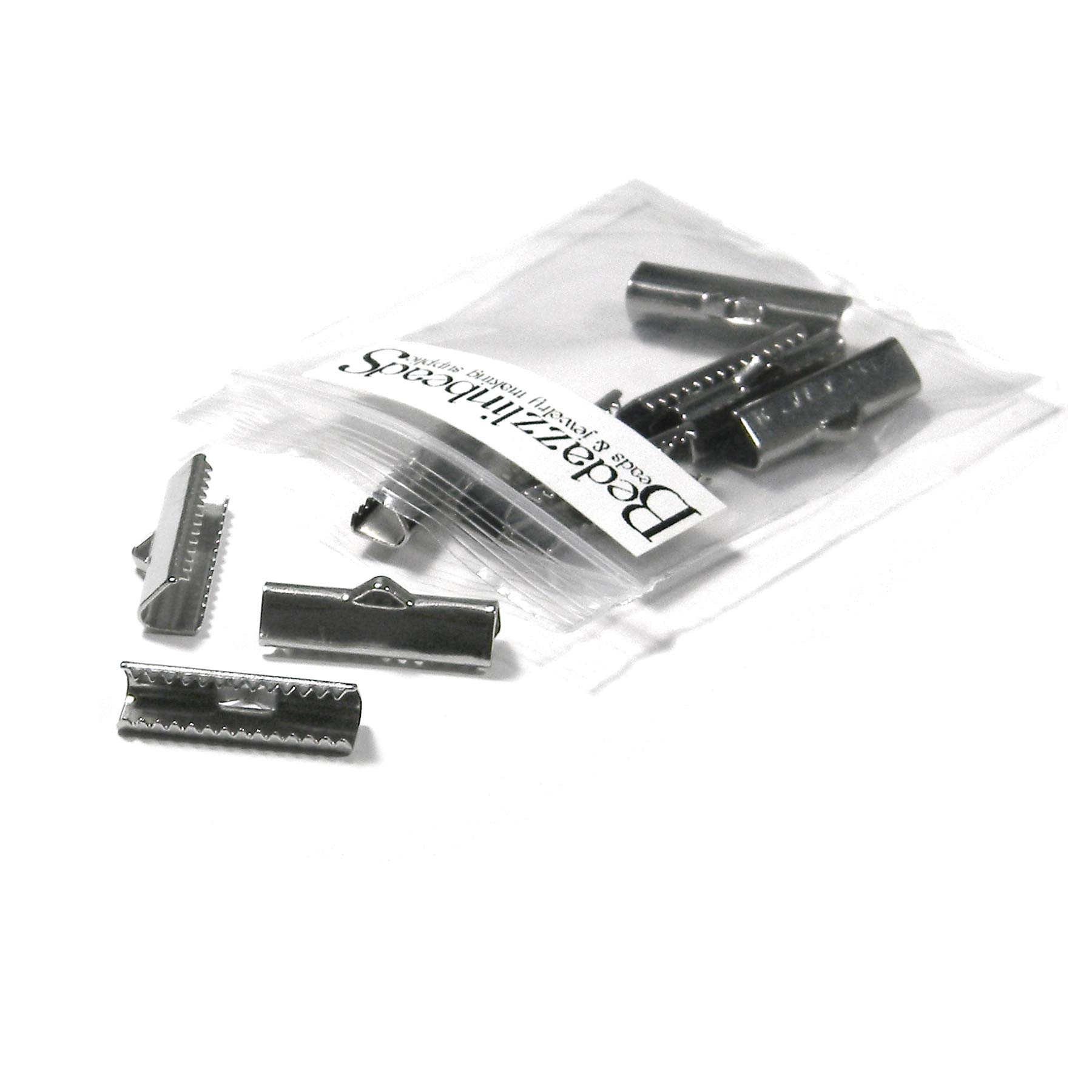 20pcs 304 Surgical Grade Stainless Steel Flat Ribbon Crimp End Findings with Teeth - 20mm (13/16 inch) for Jewelry Making, Bracelet Clasps, DIY Craft Projects - Durable & Corrosion Resistant