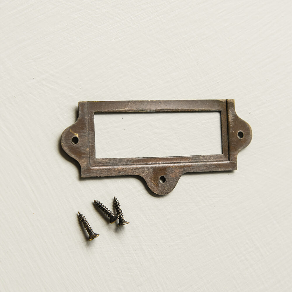 Antique Brass Library Label Card Frame - Vintage Style for Bookshelves, Filing Cabinets & Home Office Decor