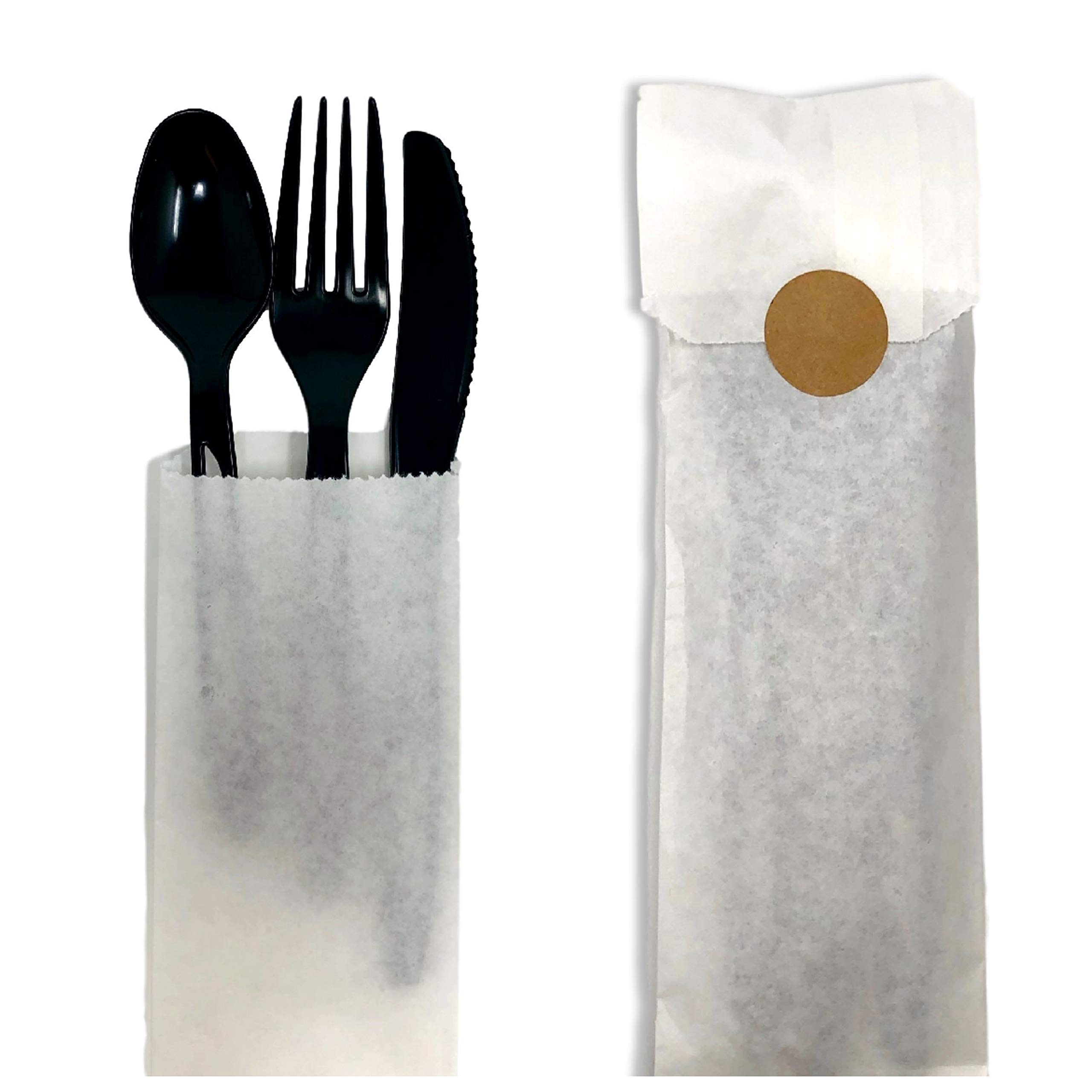 Premium Kraft Churro Bags with Sealing Stickers - 125 Pack for Pretzel Rods, Bakery Treats & Silverware | Includes Labeling Stickers | Made in USA | Perfect for Party Favors, Wedding Treats & Small Business Packaging