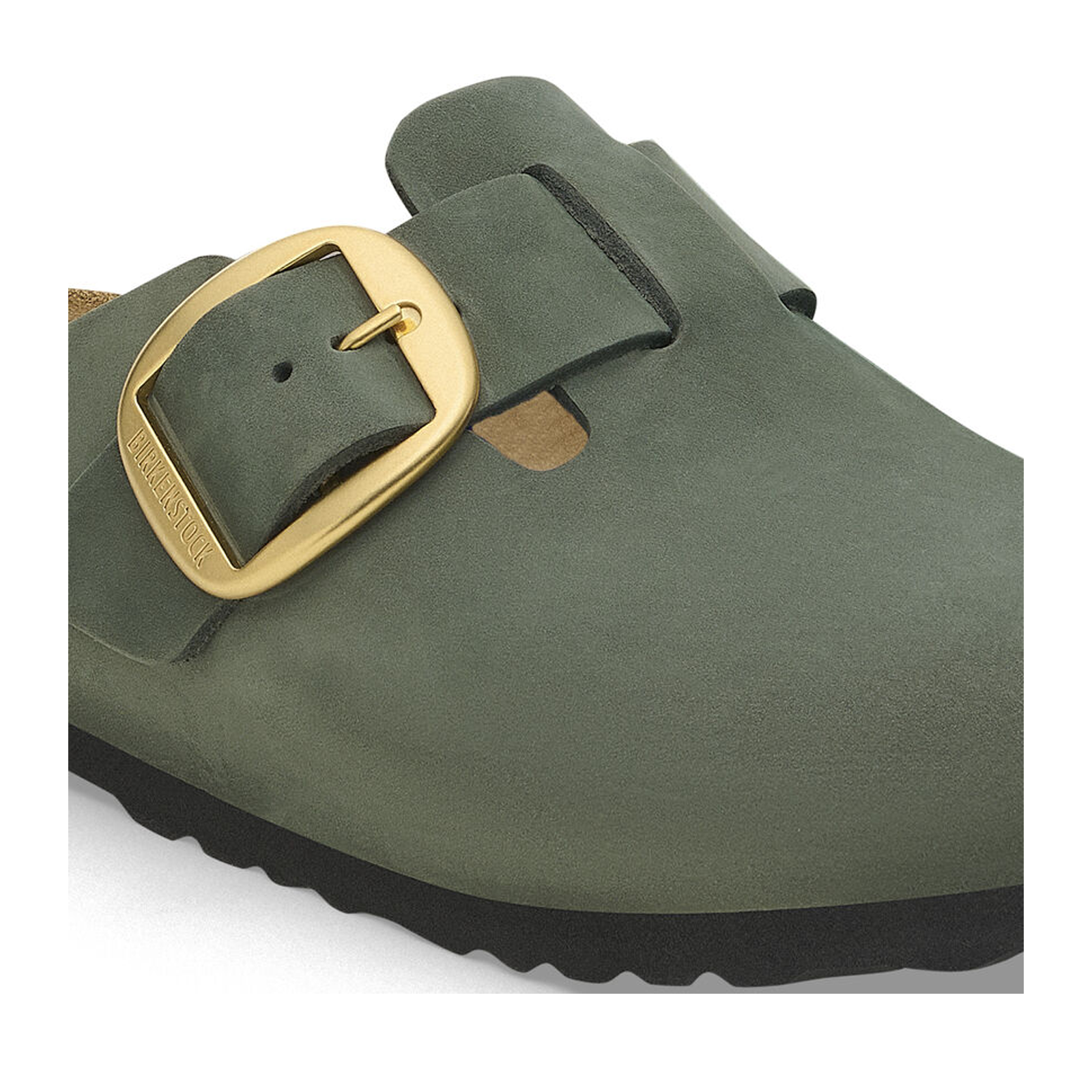 Birkenstock Boston Big Buckle Narrow Clog for Women - Thyme Nubuck Leather | Comfortable Slip-On Shoes for Home, Office & Casual Wear
