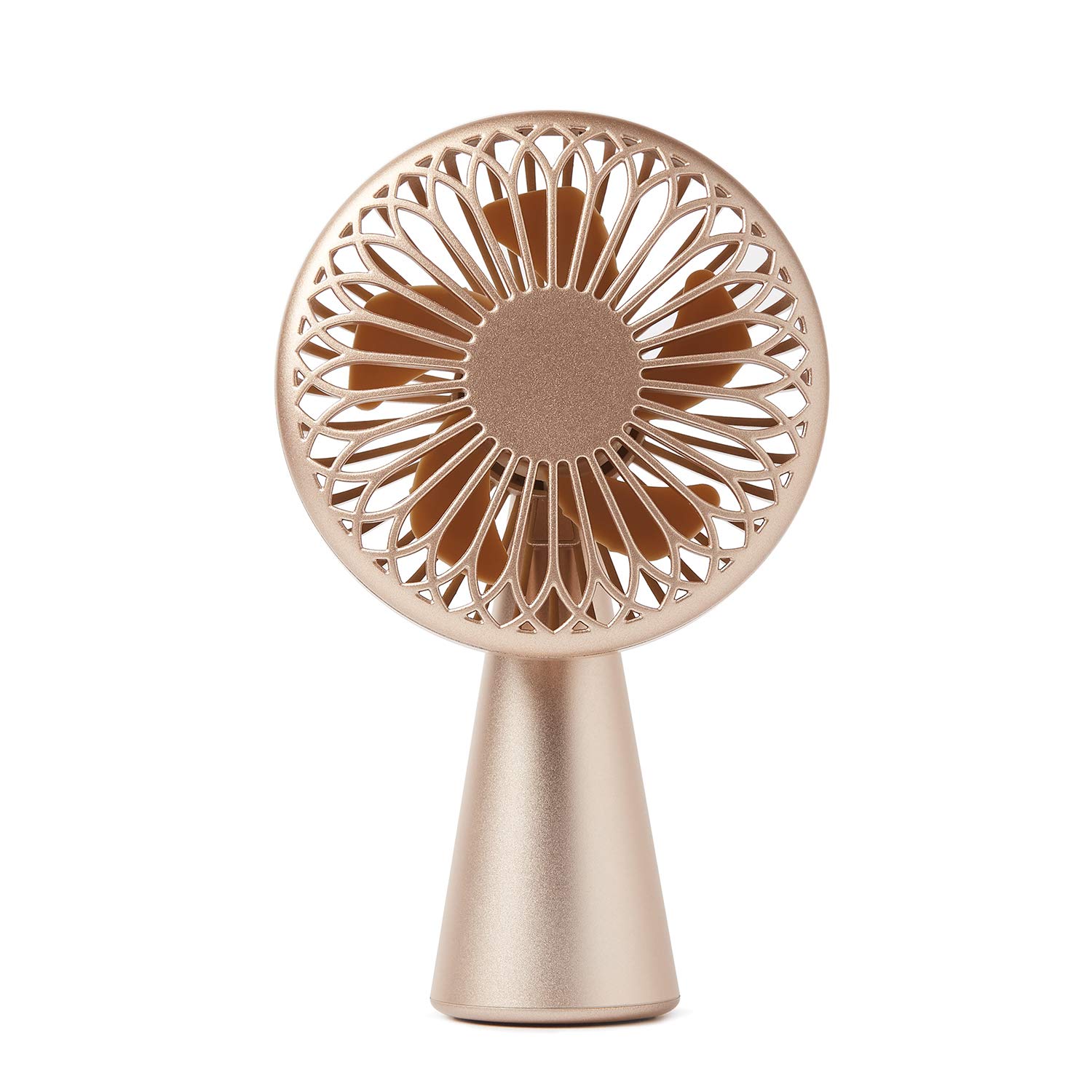Lexon Wino - Wireless Desk Fan with 3 Speed Settings, Ultra-Quiet Blades, 5-Hour Battery Life, USB-C & Qi Wireless Charging - Gold - Perfect for Office, Home, and Travel Use