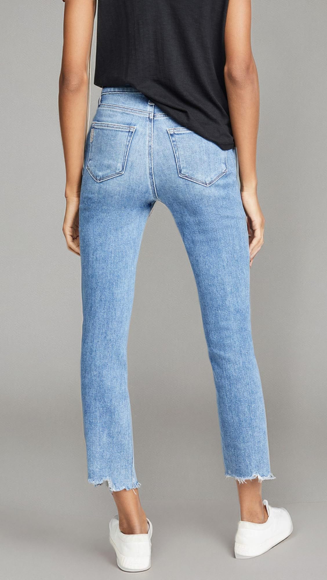 PAIGE Women's Cindy High Rise Skinny Jeans - Distressed Hem & Stretch Denim for Comfort | Perfect for Casual Outfits & Night Out Looks