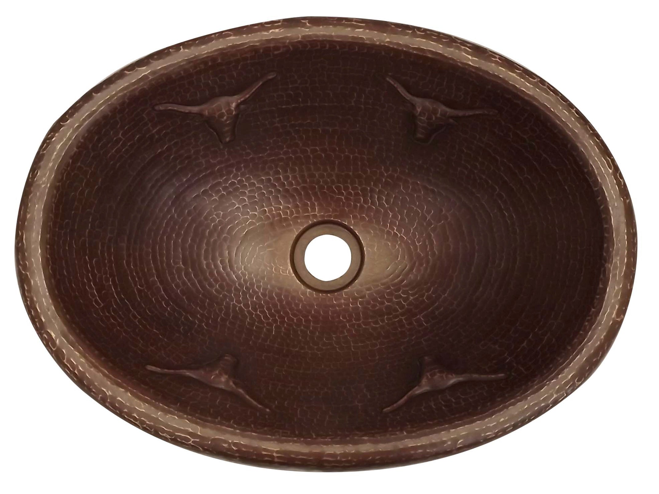 Stylish Oval Copper Sink with Longhorns Design - Perfect for Rustic Farmhouse, Western, and Ranch Style Bathrooms & Kitchens
