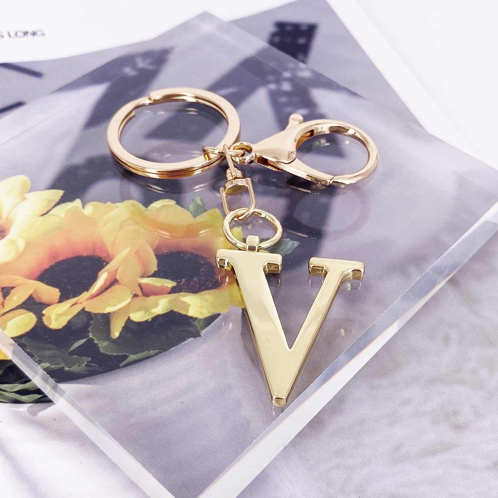 Gold Letter A-Z Keychain for Women - Personalized Alphabet Initial Charm for Handbags, Purses & Bags | Stylish Gift Idea for Birthdays & Travel Accessories