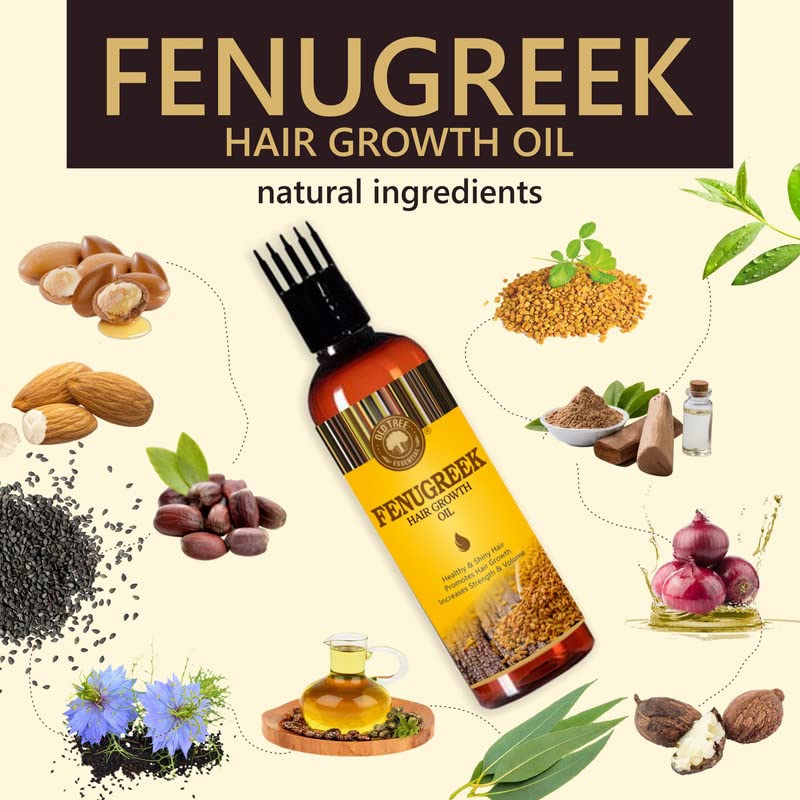 100% Pure Fenugreek Oil for Hair Growth & Skin Care (3.4oz) - Anti-Dandruff & Hair Fall Control Treatment for Men & Women - Natural Carrier Oil for Moisturizing Dry Scalp & Face - Perfect for DIY Hair Masks & Aromatherapy