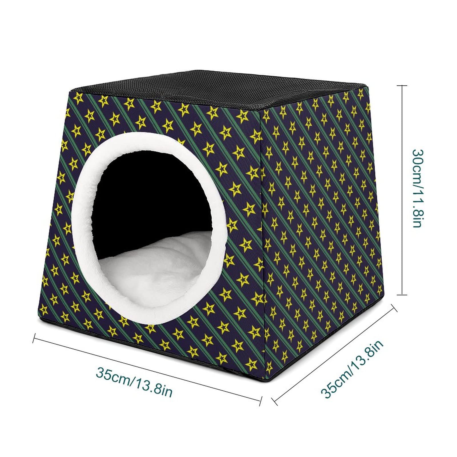 Waterloo Printed Pet Capsule Bed - Cozy Cat House & Small Dog Sofa with Stripe & Star Design | Indoor Pet Cube for Cats & Puppies | Perfect for Lounging, Napping & Playtime