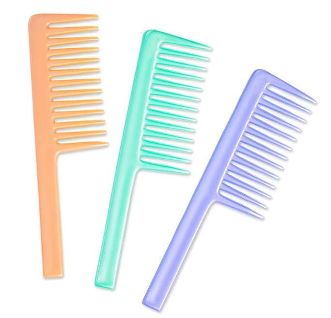 Ghelonadi Professional Wide Tooth Detangling Hair Comb for Curly, Long & Wet Hair - 3 Pack Colorful Hair Styling Tools for Salon, Home & Travel Use