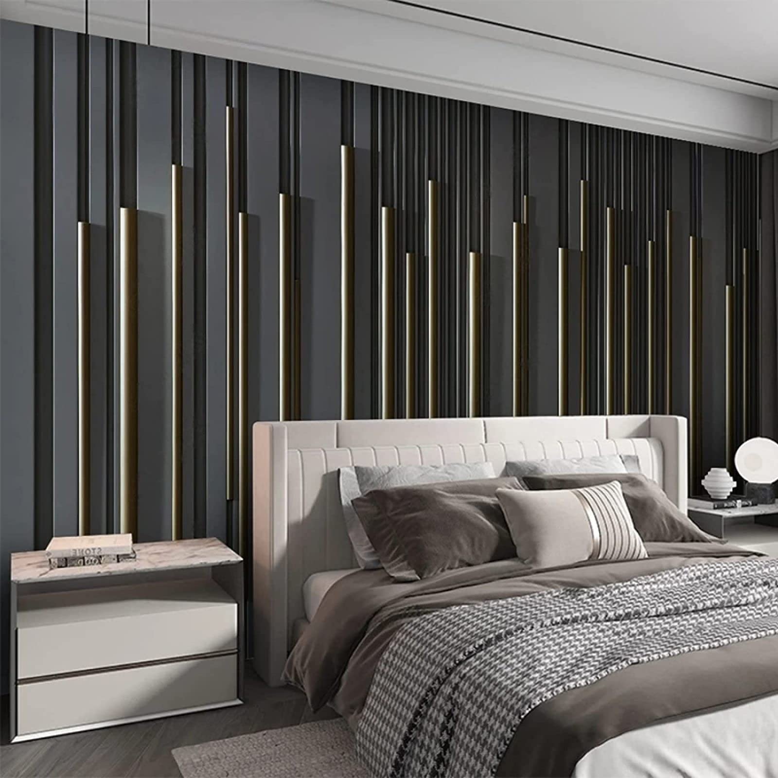 Modern 3D Line Black Wall Mural - Large 98.4