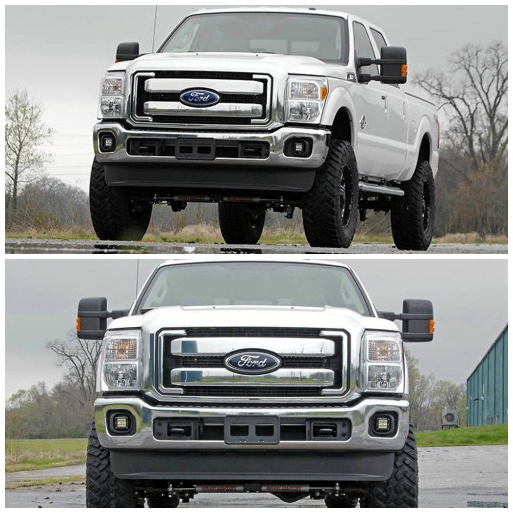 40W CREE LED Cube Fog Light Kit with Bezel Cover & Wiring Harness for 2011-2016 Ford F250 F350 F450 Trucks - Off-Road, Foggy Weather & Night Driving Lighting Upgrade