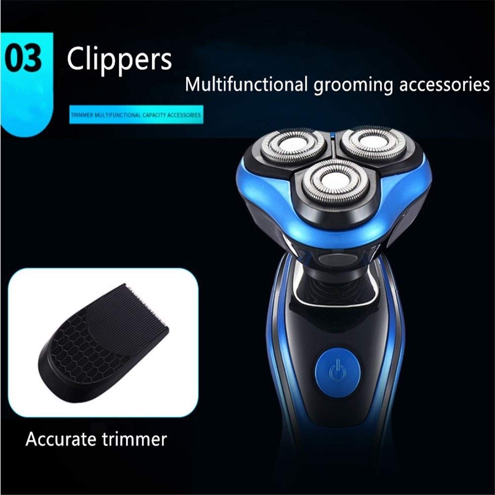 Men's Electric Razor - 3 Blade Rechargeable Cordless Shaver with Wet/Dry Function for Beard & Body Grooming - Perfect for Travel, Home & Office Use