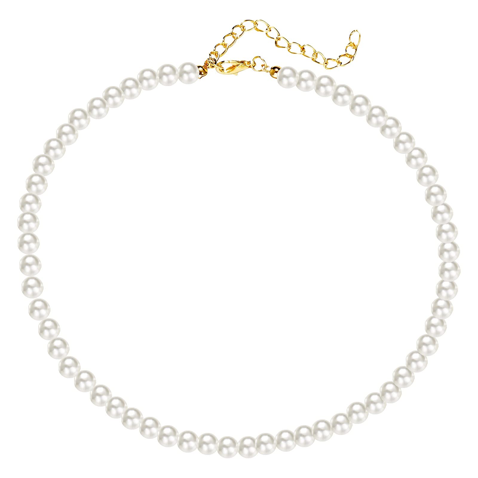 Vintage Pearl Choker Necklace for Women - Elegant Imitation Pearl Chain Collar with Initial Charm & Body Chain - Perfect for Parties, Weddings, and Date Nights