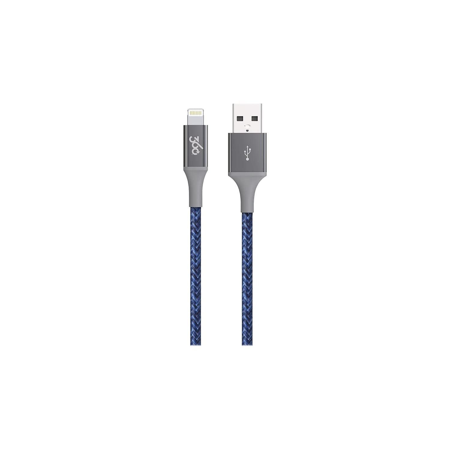 360 Electrical Habitat 4ft Premium Bragged Charging Cable with Lightning Connector - Navy, MFi Certified, Fast Charging iPhone Cable, iPad Charger Cord - Perfect for Home, Office & Travel Use