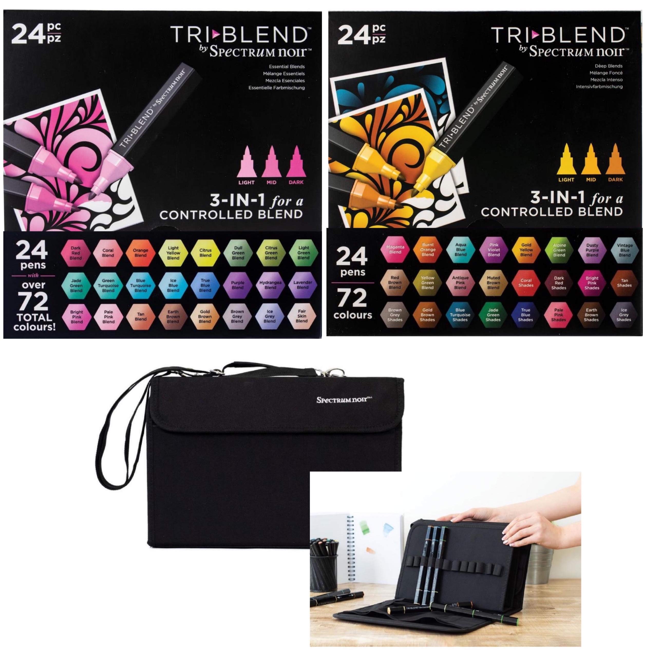 Spectrum Noir Triblend Marker Ultimate 49-Piece Set - 48 Alcohol-Based Blendable Markers, 24 Essential & 24 Deep Blend Markers with Carry Case | Perfect for Adult Coloring Books, Illustration, Card Making & DIY Craft Projects