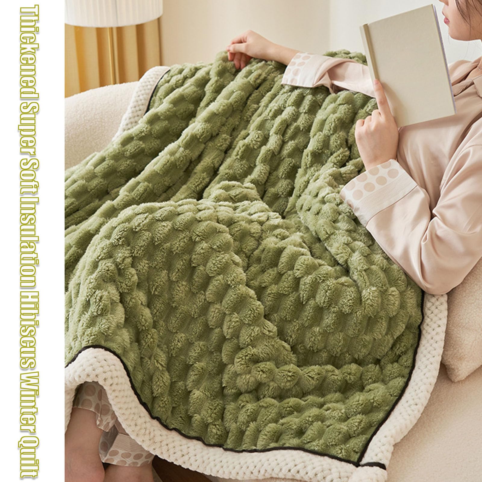 Premium Thickened Super Soft Winter Quilt - Milk Velvet Hibiscus Design, Breathable Warm Comforter for Cold Weather, Ultra Cozy Lamb Fleece Blanket (Blue, 200x230cm/79x90in) - Perfect for Bedroom, Guest Room, and Cozy Winter Nights