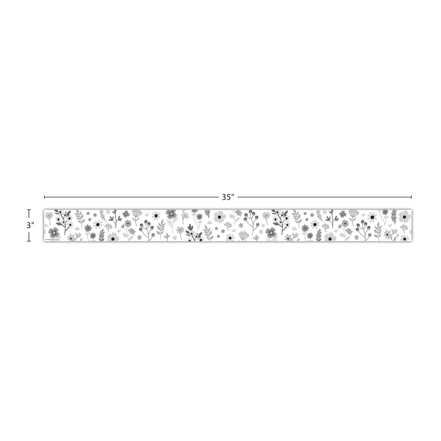 Black and White Floral Straight Border Trim - Decorative Edge for Scrapbooking, Cards, and DIY Crafts - Perfect for Home Decor and Party Invitations