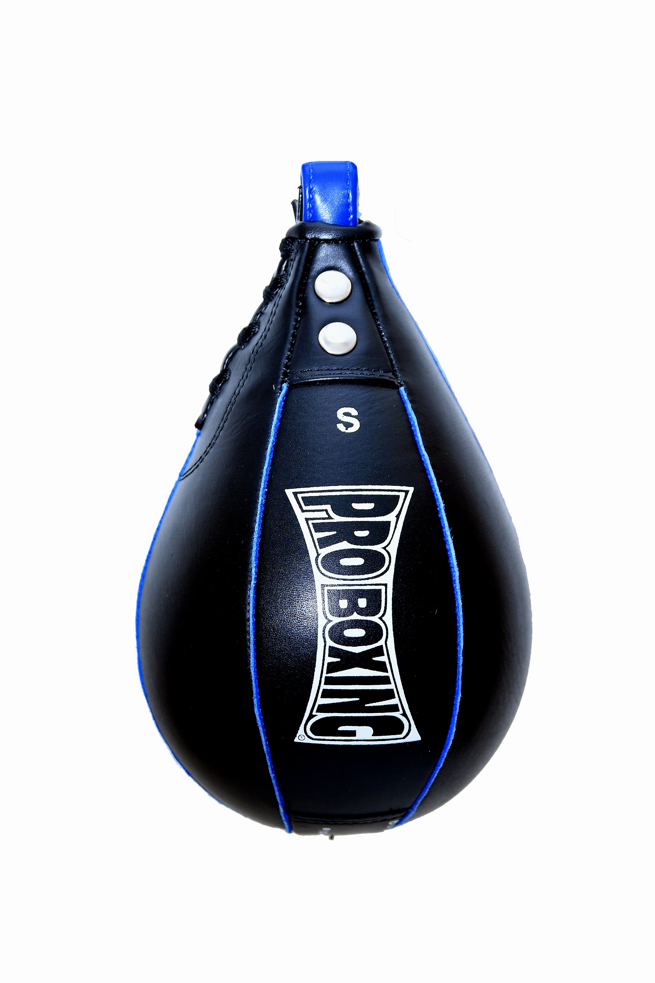 ProBoxing® Leather Speed Bag for Training - Black/Blue Trim - Perfect for Boxing, MMA, and Home Gym Workouts