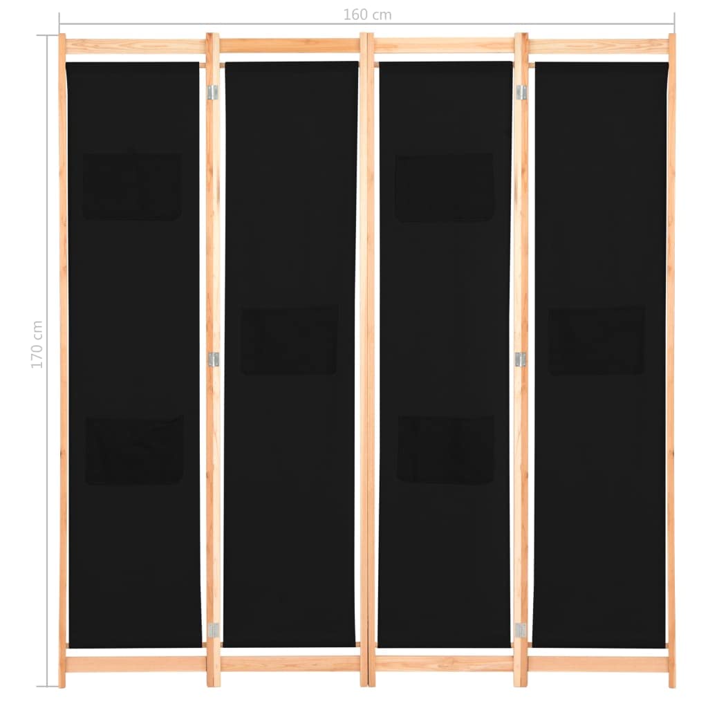 4-Panel Folding Privacy Room Divider Screen for Office, Bedroom, Living Room - 62.9