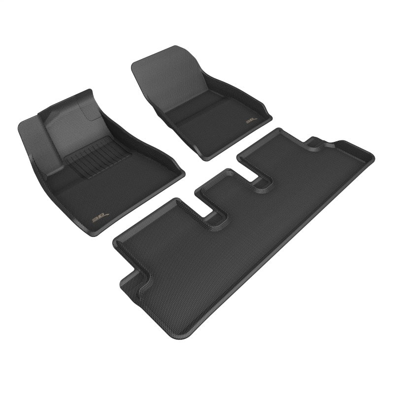 3D MAXpider 2024 Tesla Model 3 Kagu Custom Fit Floor Mats - 1st & 2nd Row All-Weather Protection (Black) | Perfect for Daily Commute, Road Trips & Winter Driving
