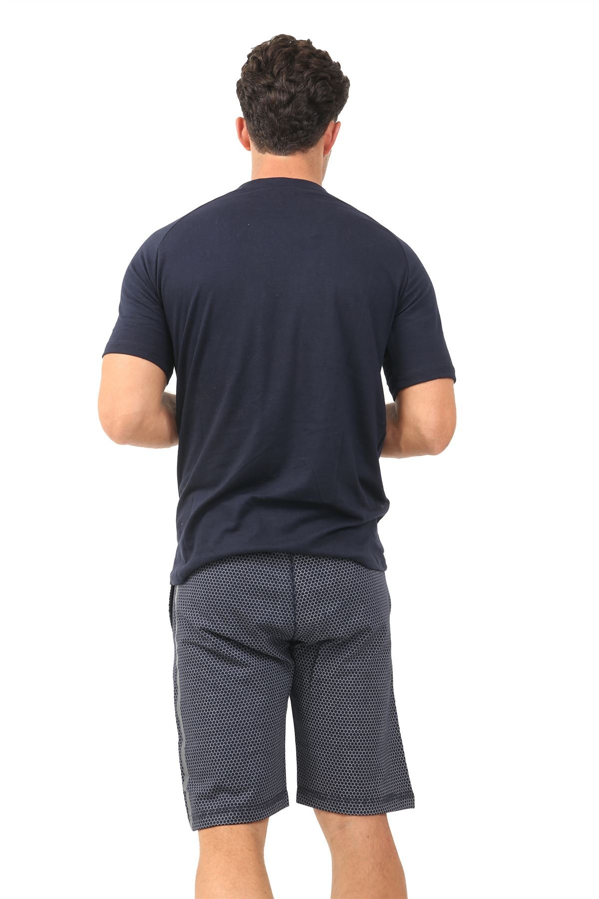 Men's Tribal Print Cotton Jersey Shorts Set with T-Shirt & Side Pockets - Comfortable Lounge Wear for Home, Sleep & Casual Outings