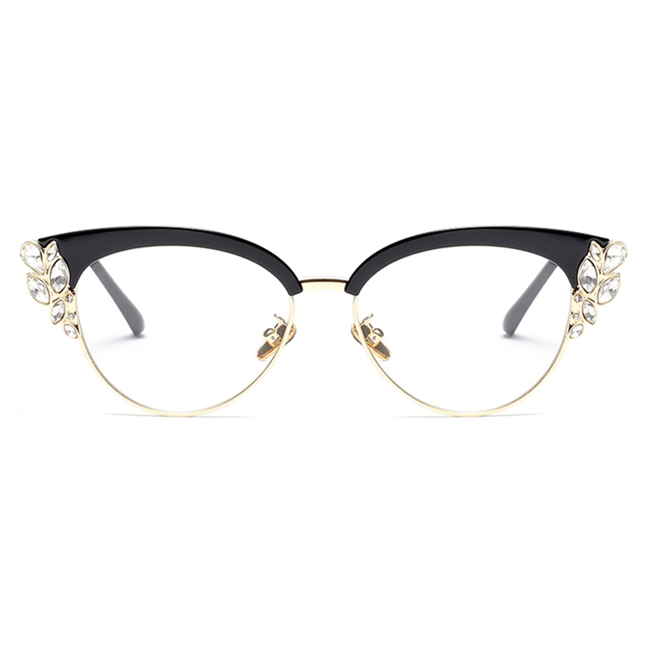 Bullabulling Rhinestone Bling Cateye Reading Glasses for Women - Blue Light Blocking & Anti-Glare - Fashionable Readers for Work, Reading & Screen Time