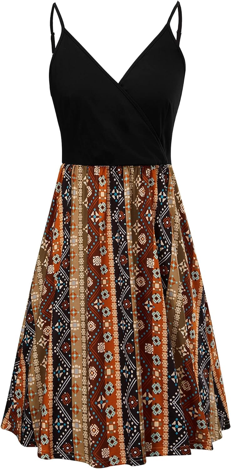 Elegant V-Neck Spaghetti Strap Casual Dress with Pockets - Perfect for Summer Outings, Beach Vacations & Date Nights