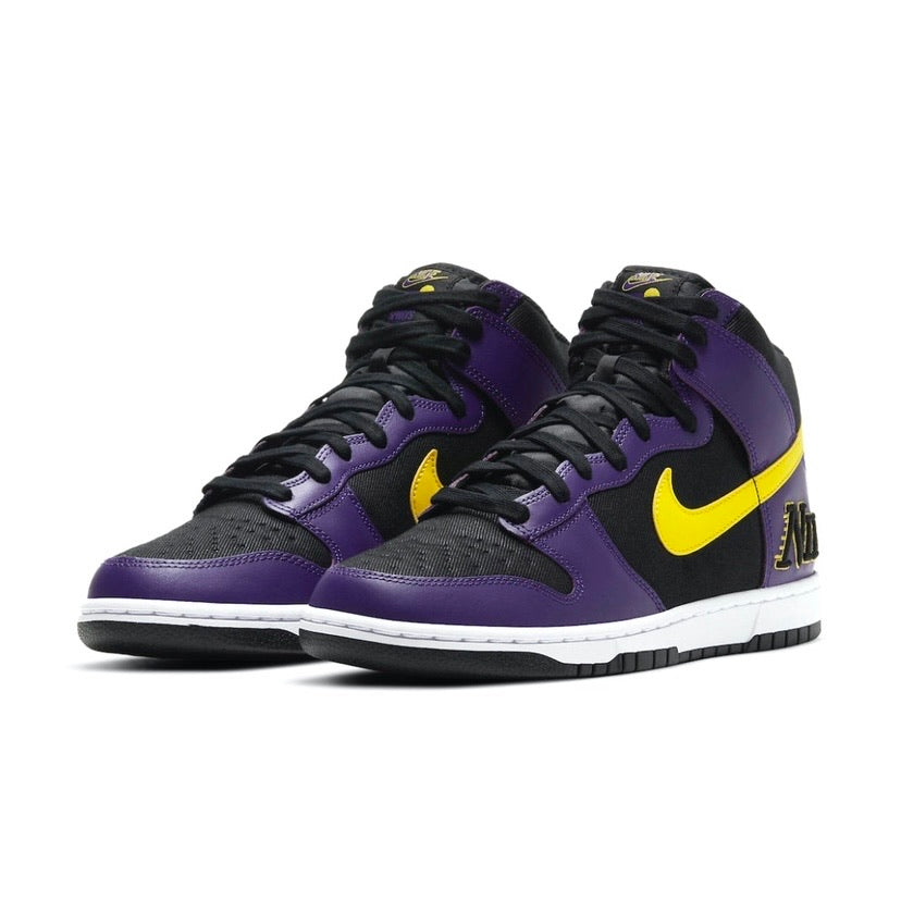 Nike Dunk High Lakers Embroidery Basketball Shoes - Purple & Gold Sneakers for Men & Women - Perfect for Streetwear, Casual Wear & Lakers Fans
