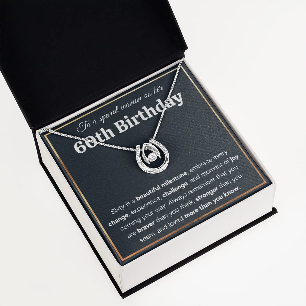 60th Birthday Gifts for Women - Elegant Happy 60 & Fabulous Necklace Set with Message Card & Gift Box | Perfect Retirement, Milestone Celebration & Mother's Day Present