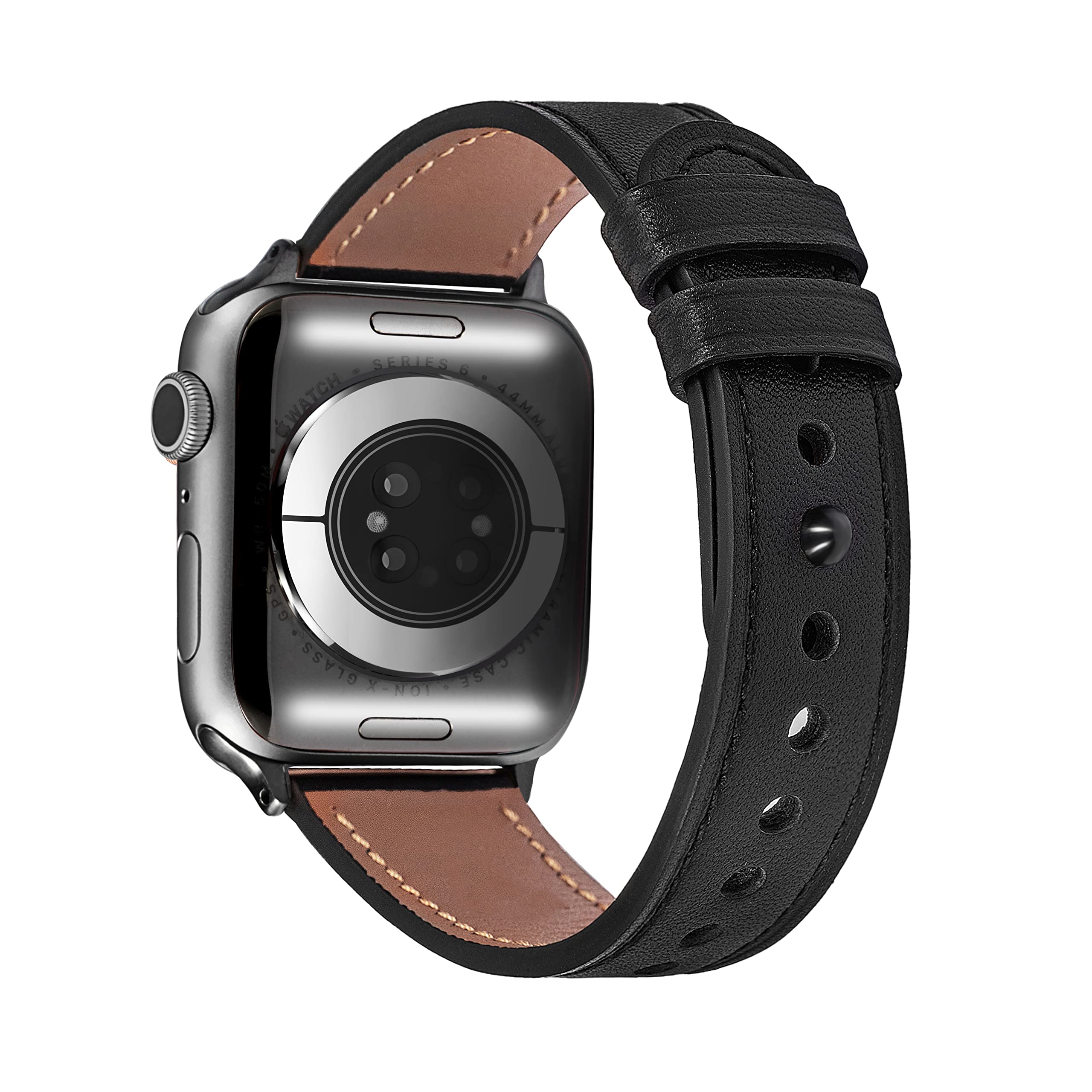 SLIFTER Genuine Leather Watch Bands for Apple Watch - Classic Snap Button Design, Soft Leather & Bracelet Options - Compatible with Apple Watch SE/7/6/5/4/3/2/1 (38/40/41mm, 42/44/45mm) - Perfect for Work, Gym & Everyday Wear