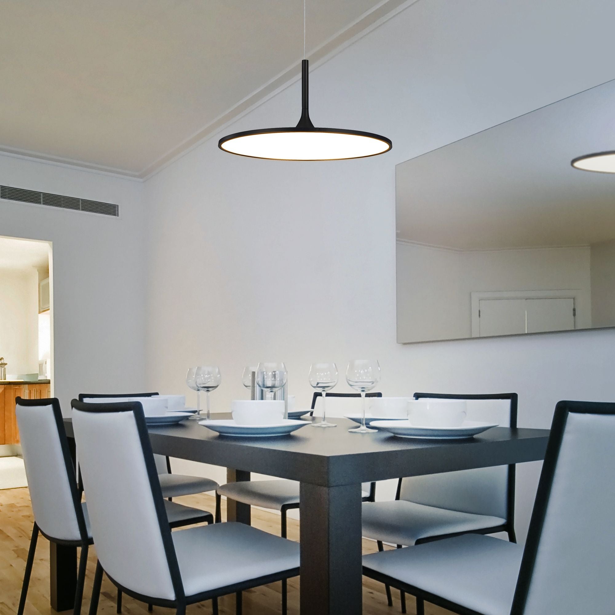 VONN Salm 24 Inch Modern Black LED Disc Chandelier - Dimmable Ceiling Light Fixture for Dining Room, Bedroom, or Living Room Decor