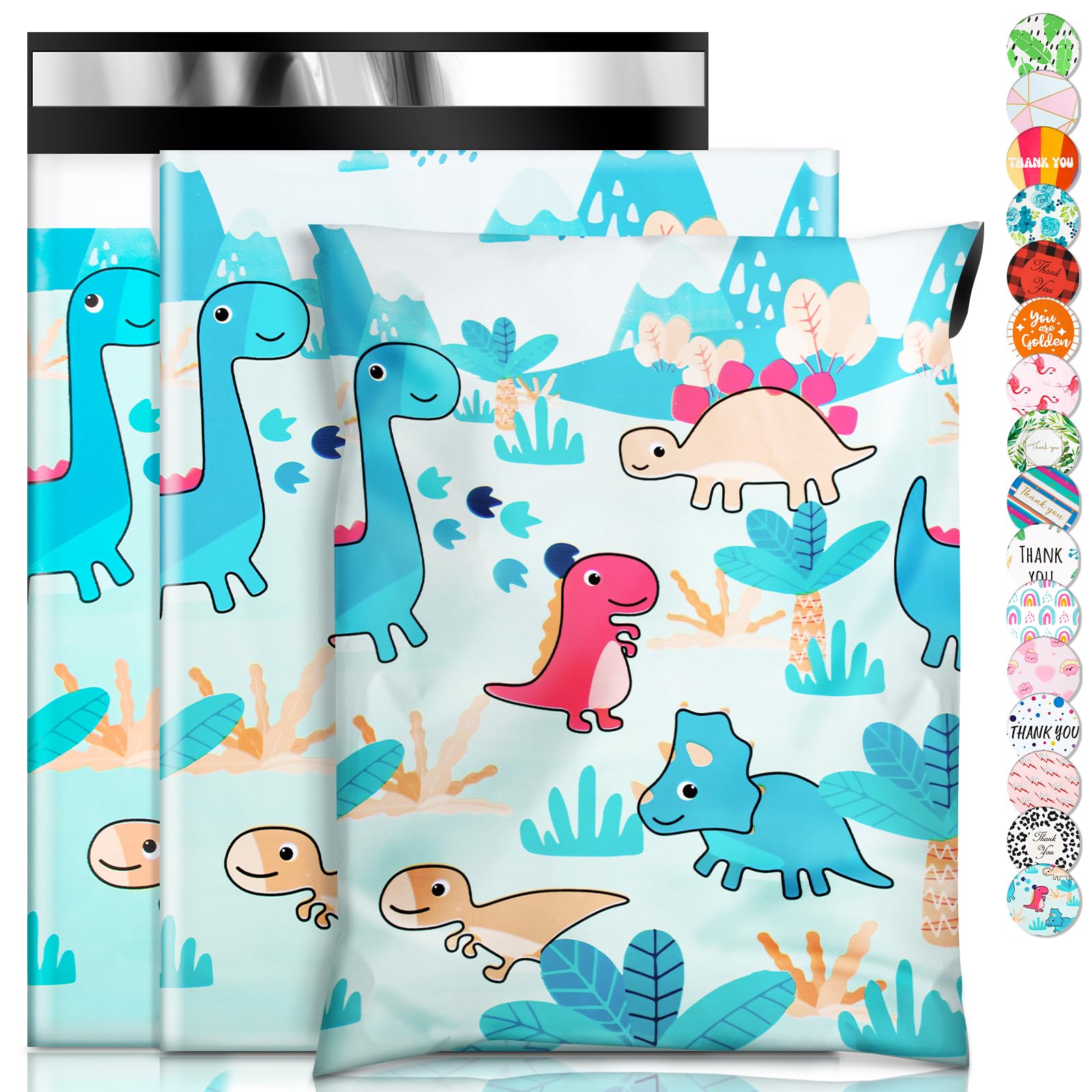 Durable 10x13 Poly Mailers - 100PCS Plastic Shipping Bags for Ecommerce | Waterproof Mailing Envelopes for Small Business Packaging | Perfect for Shipping Clothes, Books & Online Store Orders (Dinosaur Design)