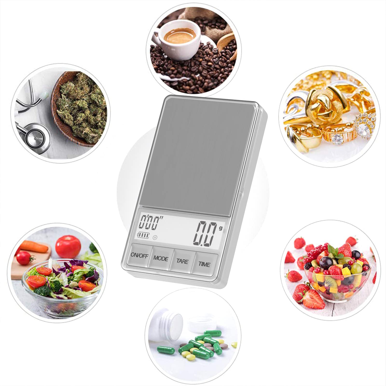 WEIGHTMAN Digital Coffee Scale with Timer - 1000g x 0.1g Precision, Stainless Steel Espresso Scale with Backlit LCD Display, Mini Food Scale for Kitchen & Travel (Grams/Ounces) - Perfect for Coffee Brewing, Baking & Portion Control