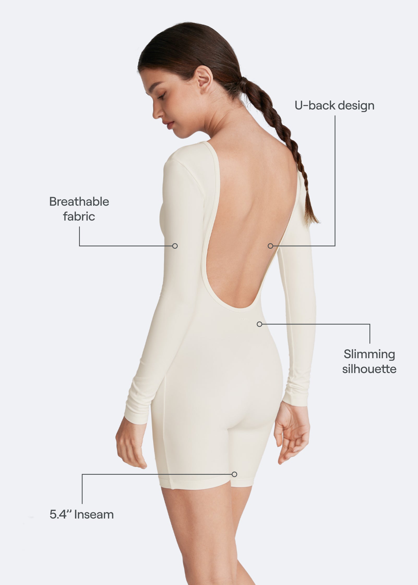 U Back Long Sleeve Bodysuit for Women - Sexy Turtleneck Bodycon Shirt - Stretchy Slim Fit Tops for Layering, Clubwear & Everyday Outfits
