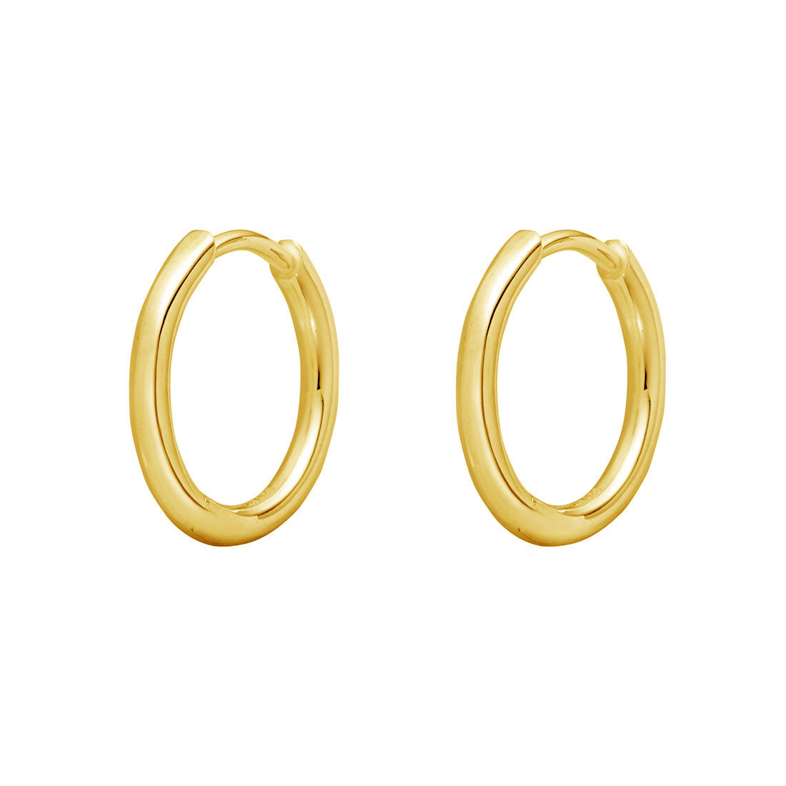 18K Gold Round Huggie Hoop Earrings for Women - Minimalist Everyday Jewelry for Work & Date Night