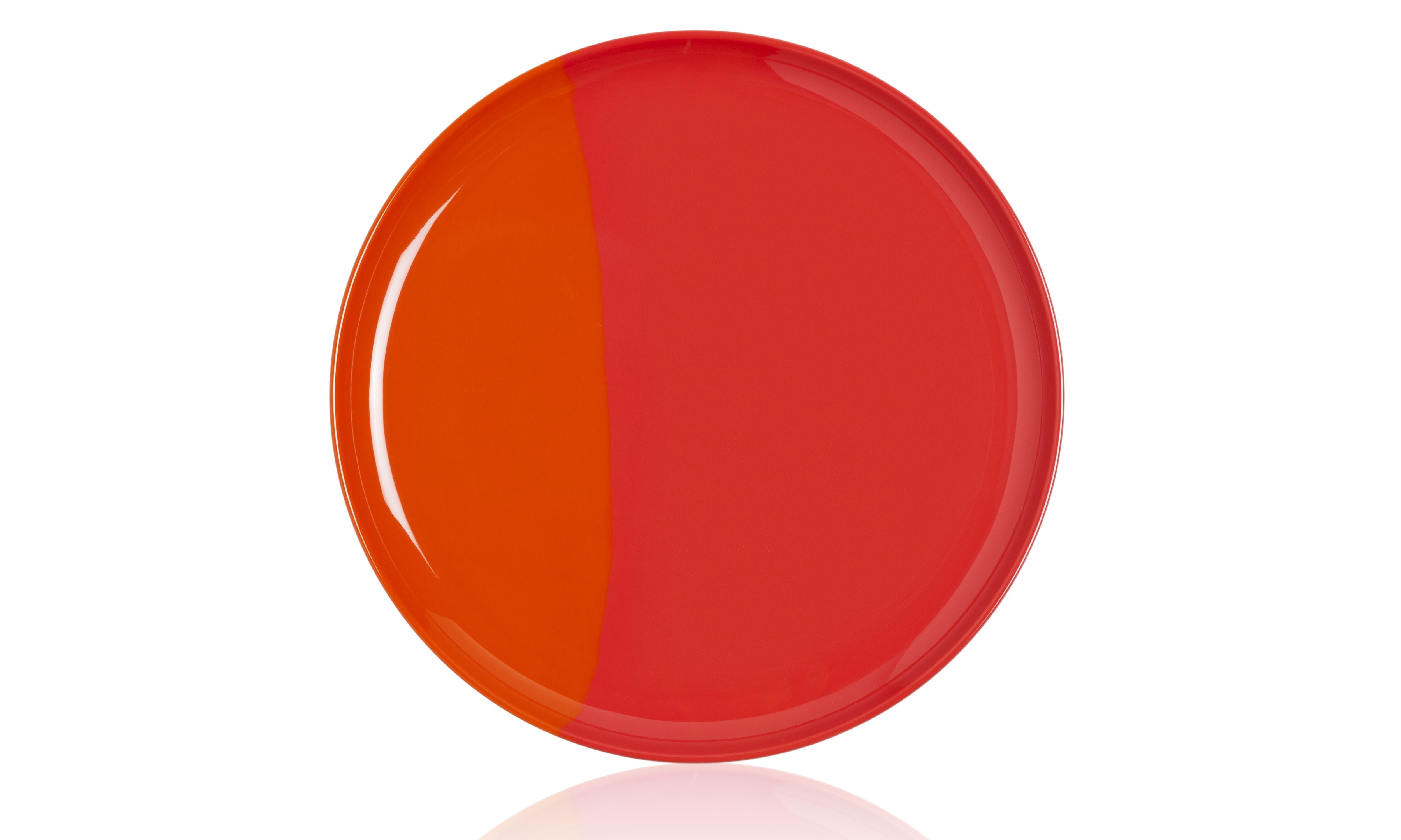 1/2 & 1/2 Melamine Dinner Plates Set of 4 - Durable Orange & Red Dishware for Restaurants, Picnics, Outdoor Dining & Everyday Use