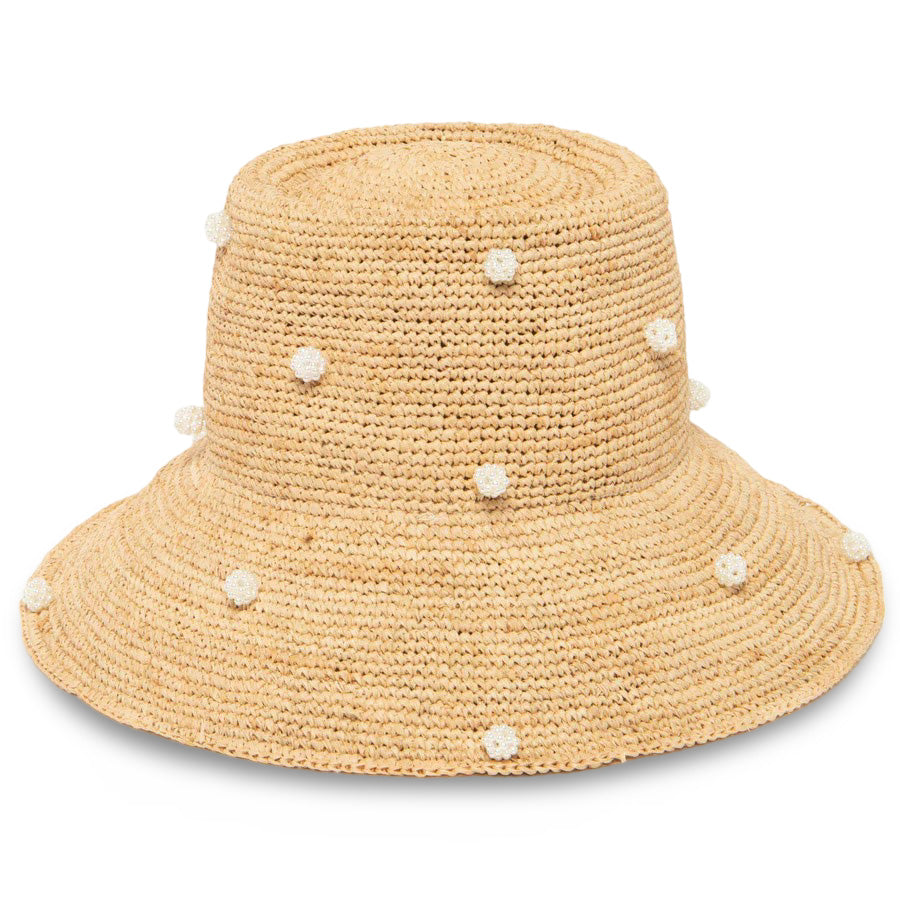 Perla Crochet Raffia Bell Bucket Hat - Women's Summer Beach Boho Straw Hat for Outdoor, Travel & Vacation