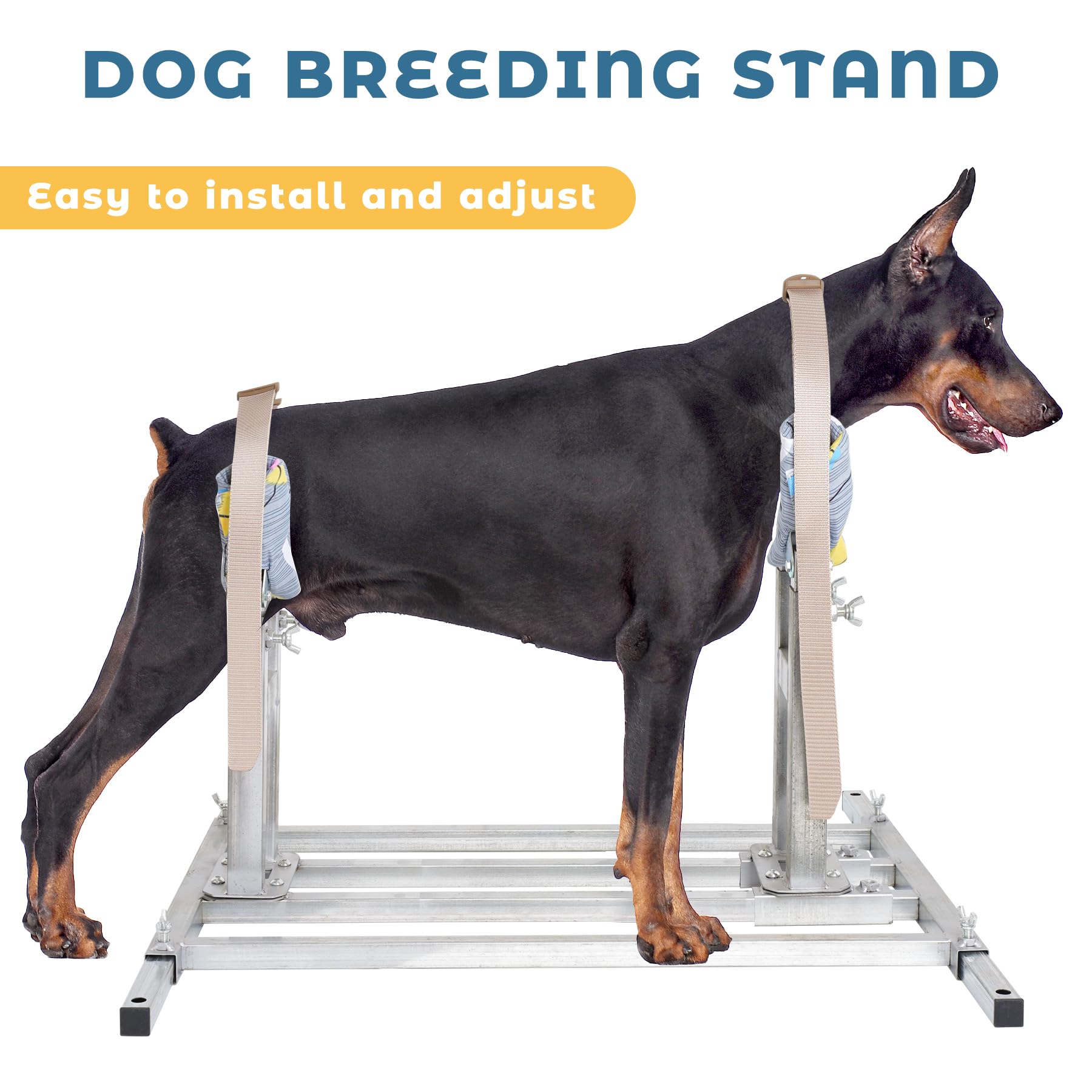 Stainless Steel Adjustable Dog Breeding Stand for Large Dogs - Multi-Specification (17.7in-35.4in Shoulder Height) | Perfect for Professional Breeders, Veterinary Clinics & Home Dog Breeding | Durable & Easy to Clean