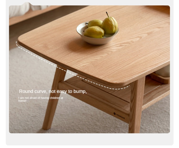 Solid Oak Wood Modern Coffee Table - Stylish & Durable Living Room Furniture for Home Decor