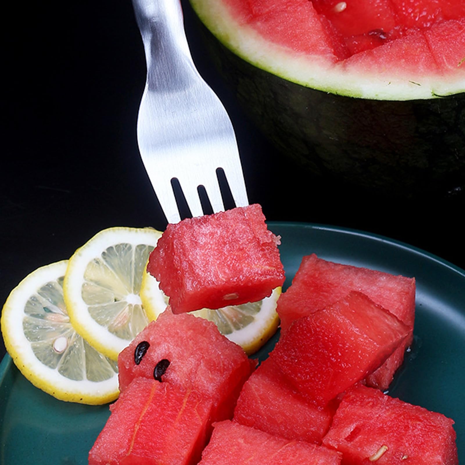 Stainless Steel Double-Ended Fruit Forks - Watermelon Cutter & Appetizer Picks Set - Lightweight Portable Kitchen Tools for Picnics, BBQs, and Party Snacks