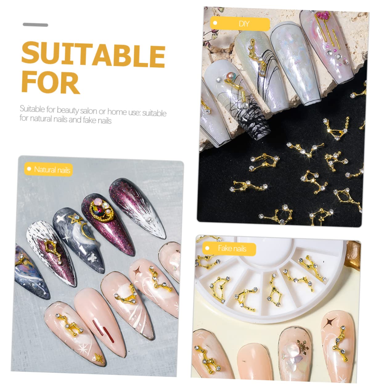 Minkissy 3D Nail Charms Set - Zodiac Signs & Personalized Nail Art Gems for DIY Manicure | Perfect for Nail Salons, Home Nail Art, and Special Occasions